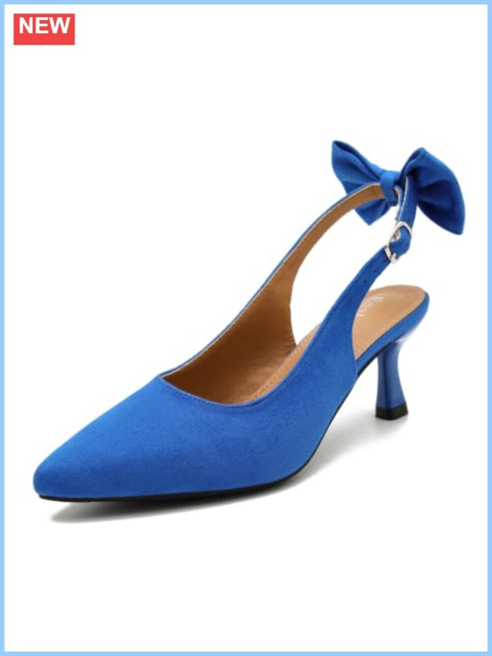 Faux Suede Kitten Heel Slingback Bow Ankle Strap Dress Pumps